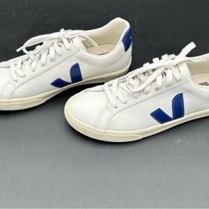 Veja White and Blue Women's Sneakers 8.5/9 well cared for